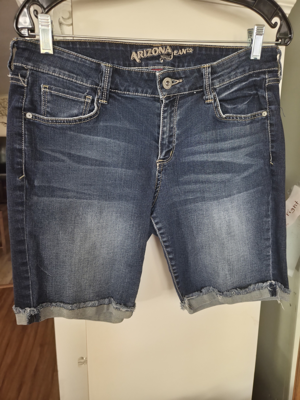 Arizona Jean Company Dark Blue Distressed Denim Jean Shorts